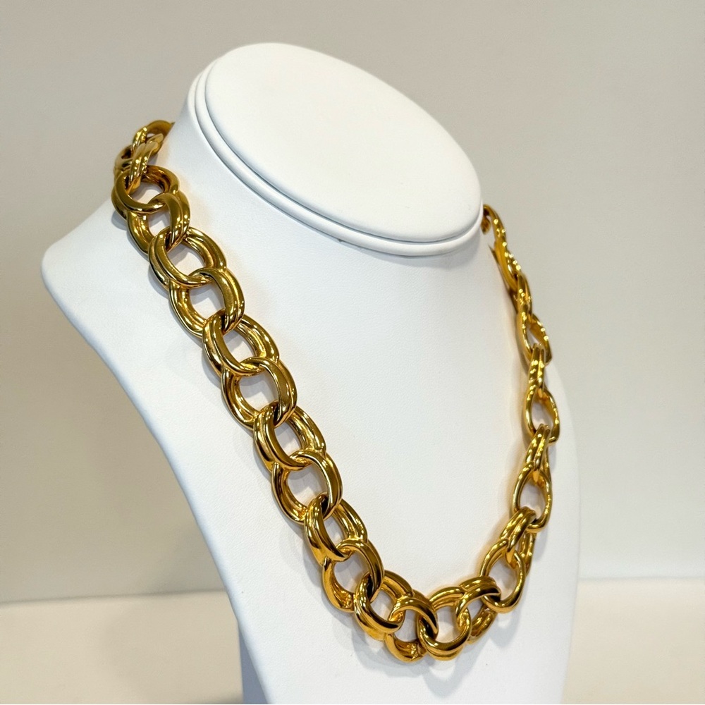 Vintage Anne Klein Toggle Link Gold Tone Heavy Chunky 90s Necklace 18.5” - Picture 6 of 10